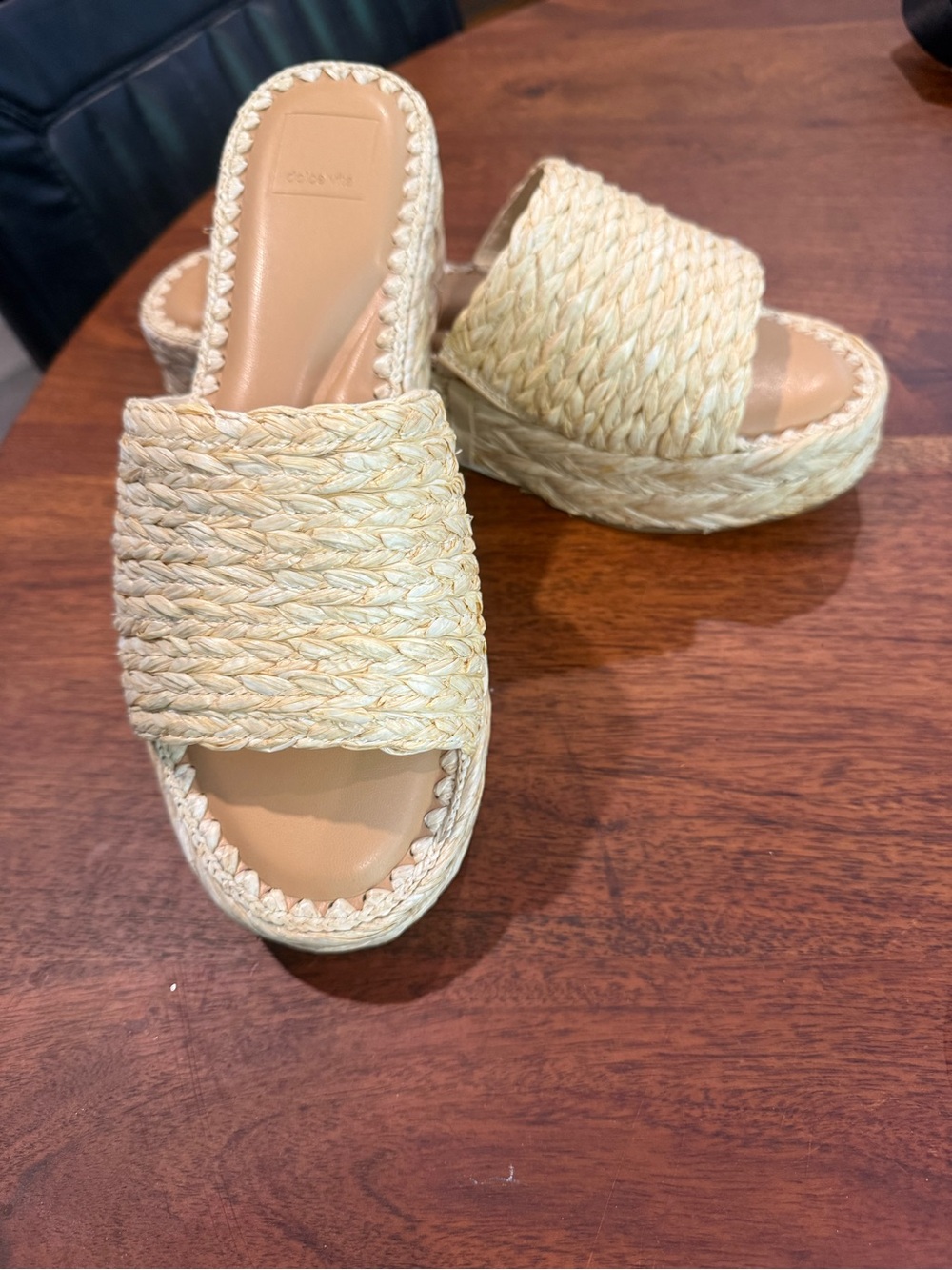 Dolce Vita Natural Woven Espadrille Platform Slide